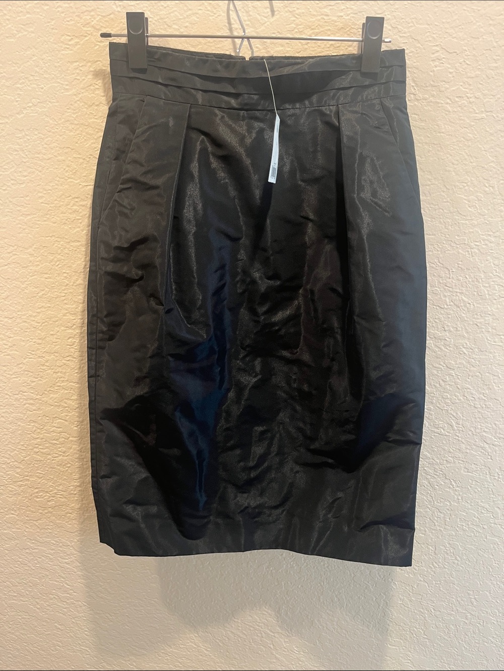 Banana Republic Black Satin Pencil Skirt with Front Pleats